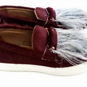 L’F SHOES Sunday bordeaux cavallino e piume