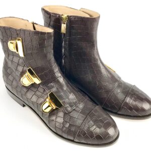 TRENTASETTE stivaletto cocco fibbie oro