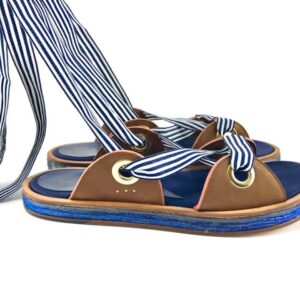 L'F SHOES sandalo moon nastro blu