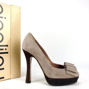 NINALILOU decolette camoscio tortora