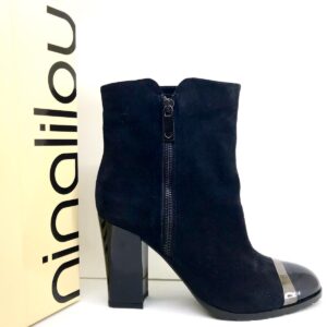 NINALILOU tronchetto pelle scamosciata nera