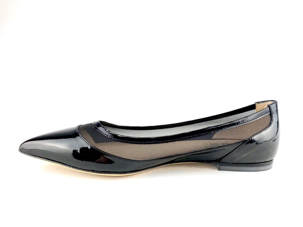 18 kt karati scarpa vernice perla nera decoro rete 2