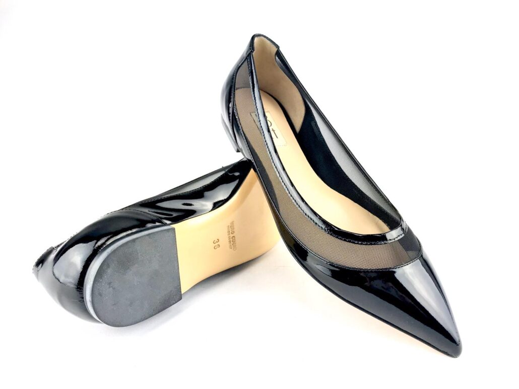 18 kt karati scarpa vernice perla nera decoro rete 4