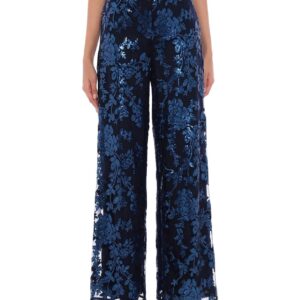 1-ONE pantalone pizzo lurex blu