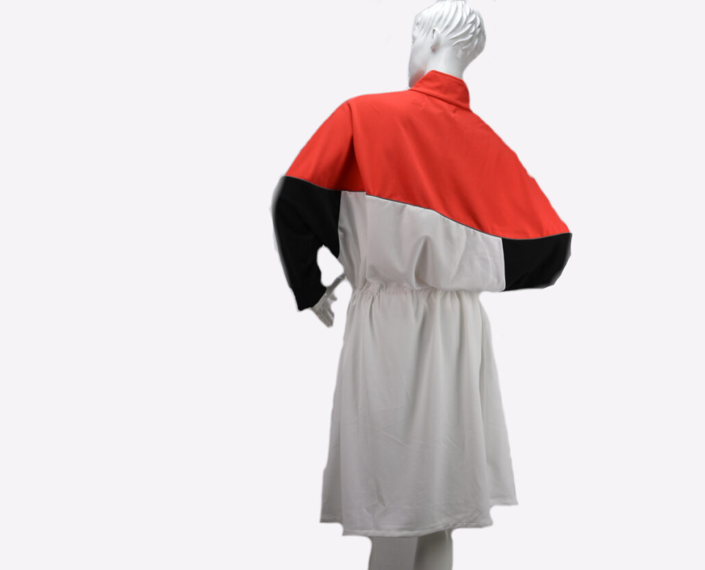 YLENIA WHITE abito-spolverino tricolore arancione 1