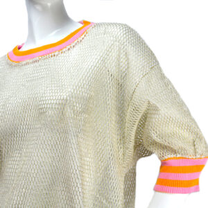 YLENIA WHITE maglia rete lurex argento