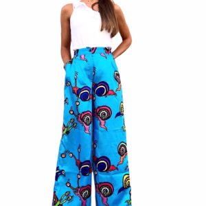 YLENIA WHITE pantalone azzurro lumache setificato