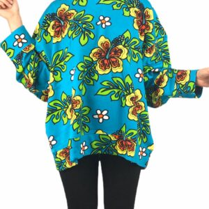 YLENIA WHITE felpa unisex flower azzurra