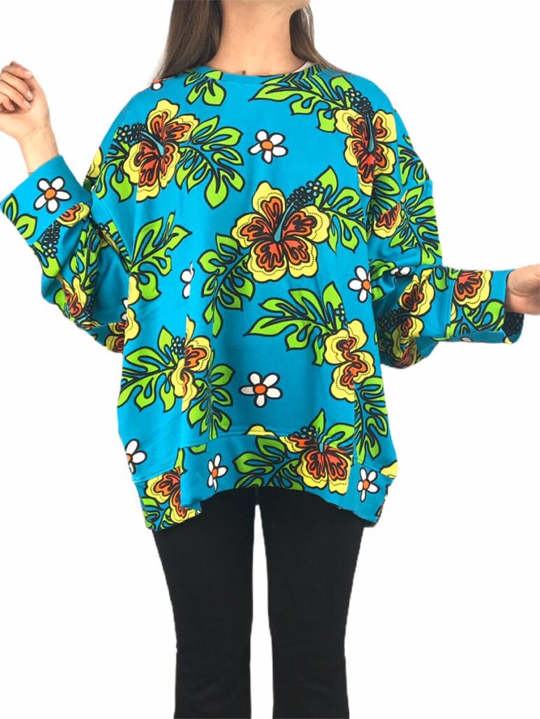 Ylenia white felpa unisex flower azzurra