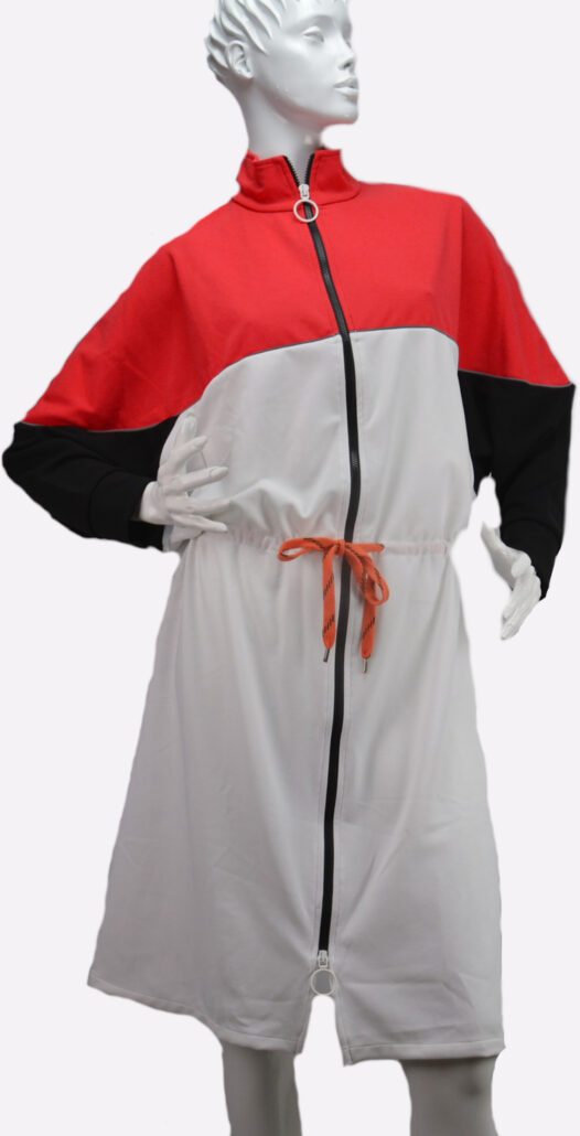 ylenia white abito-spolverino tricolore arancio