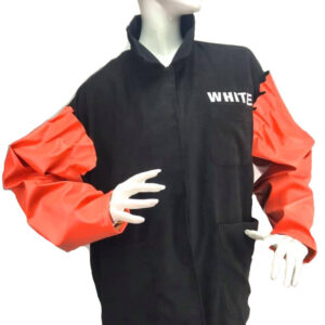 YLENIA WHITE camicia nera maniche ecopelle