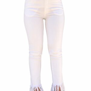 ATTIC AND BARN jeans frange bianco