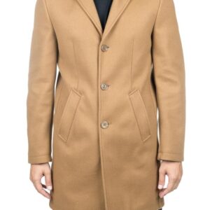 DANIELE ALESSANDRINI cappotto cammello con collo in pelo