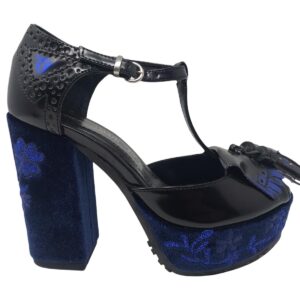 LORENZO MARI scarpa velluto bluette