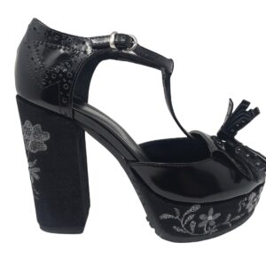 LORENZO MARI scarpa velluto nero con applicazioni