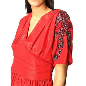 Hanita abito lungo con ricami  V2769 mandarino