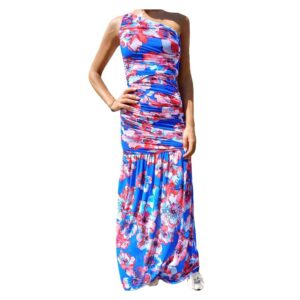 FISICO Cristina ferrari abito lungo a fiori