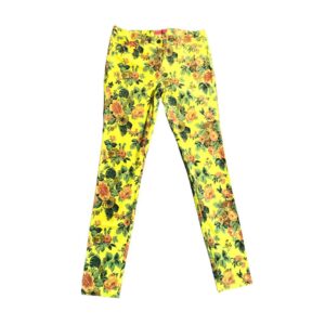MANILA GRACE pantalone a fiori giallo acid roc