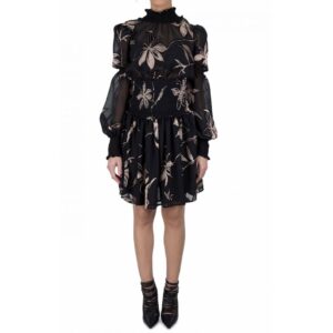 BABYLON  w les femmes abito nero con fiori S00814