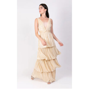 SABINA MUSÁYEV abito laminato oro DELPHINA