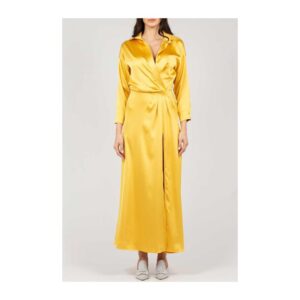 ACTUALEE abito in raso giallo oro