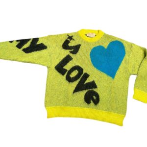 KAOS maglione giallo fluo love