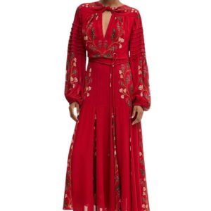 FARM RIO abito in seta rossa ricamata