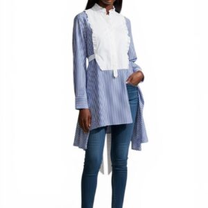 MANILA GRACE camicia a righe con colletto smerlato